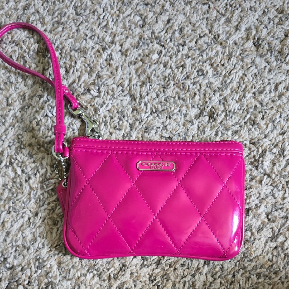 Coach Fuchsia Quilted Wristlet